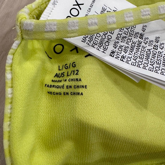 NWT Roxy Beautiful Sun Bralette Bandeau Limeade Yellow Large - Picture 9 of 9